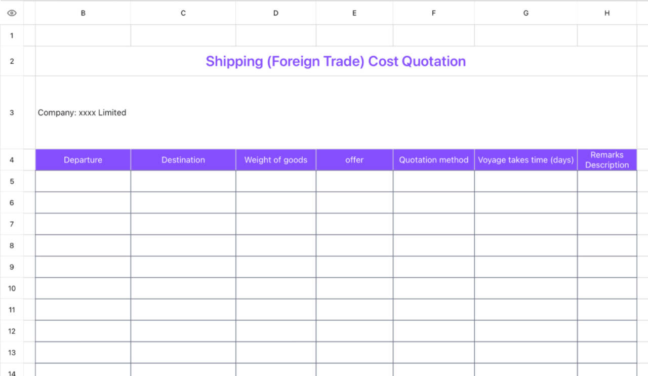 Shipping cost quotation 1